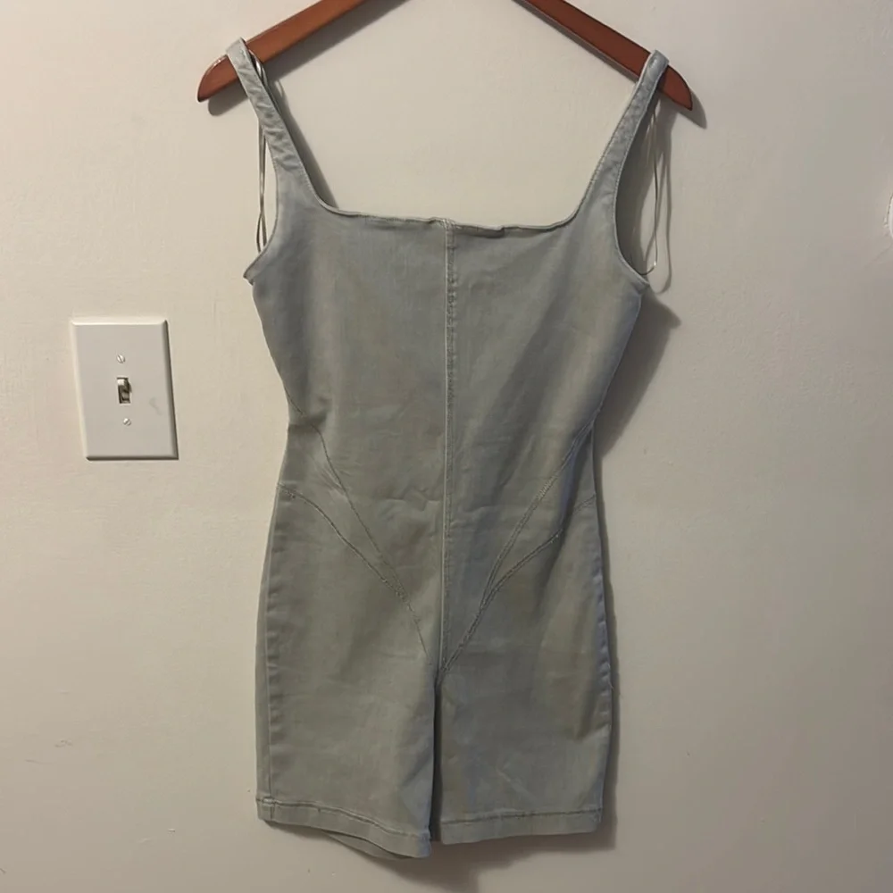 Zara Beige Bodying Denim Capsule Collection Romper. Size XS